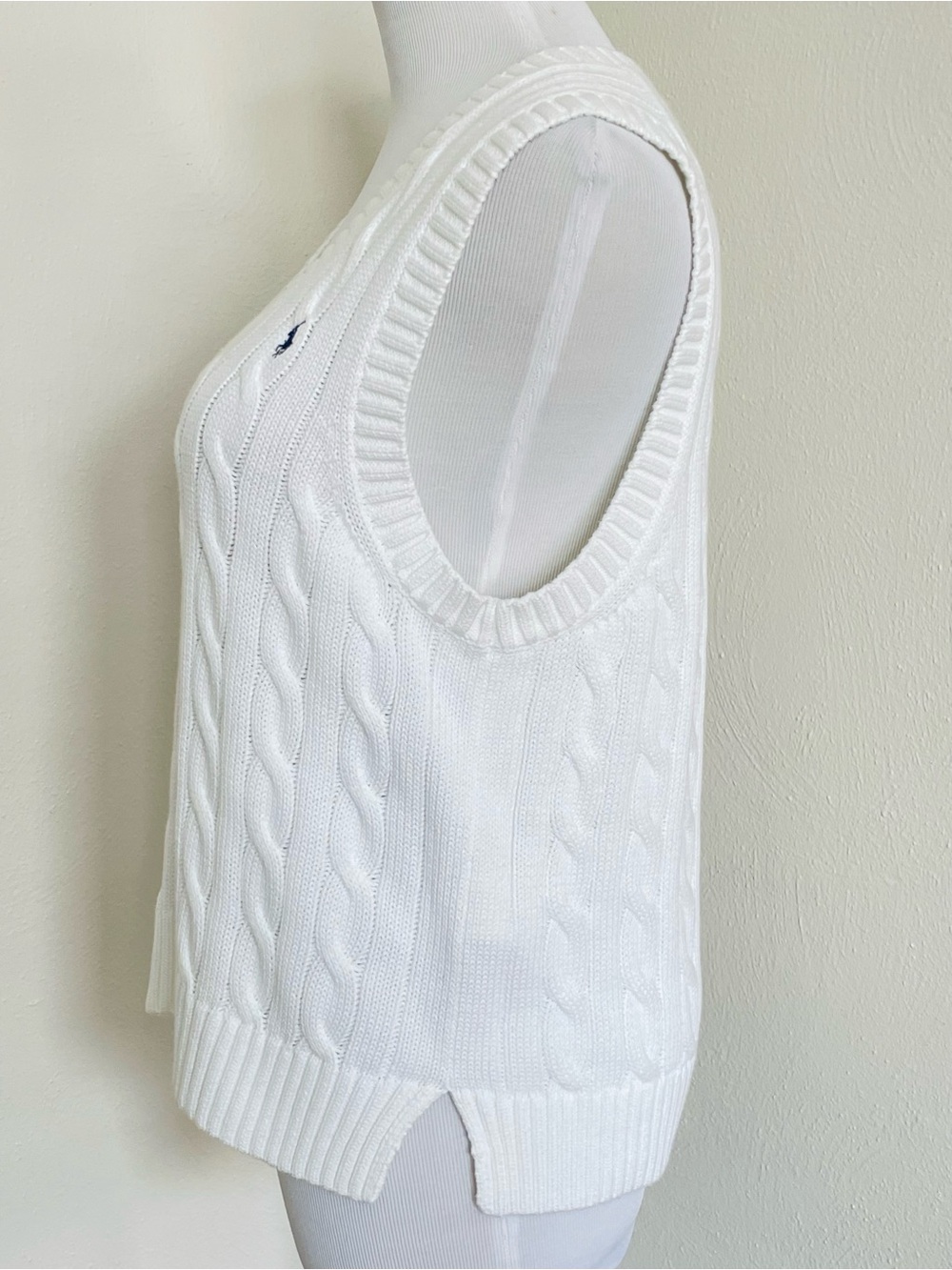 NWOT Polo Ralph Lauren White Cable-Knit Cotton Sweater Vest Medium - Picture 6 of 12